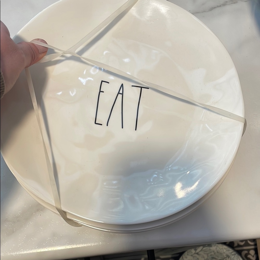 Rae Dunn White Melamine Plate Set of 4